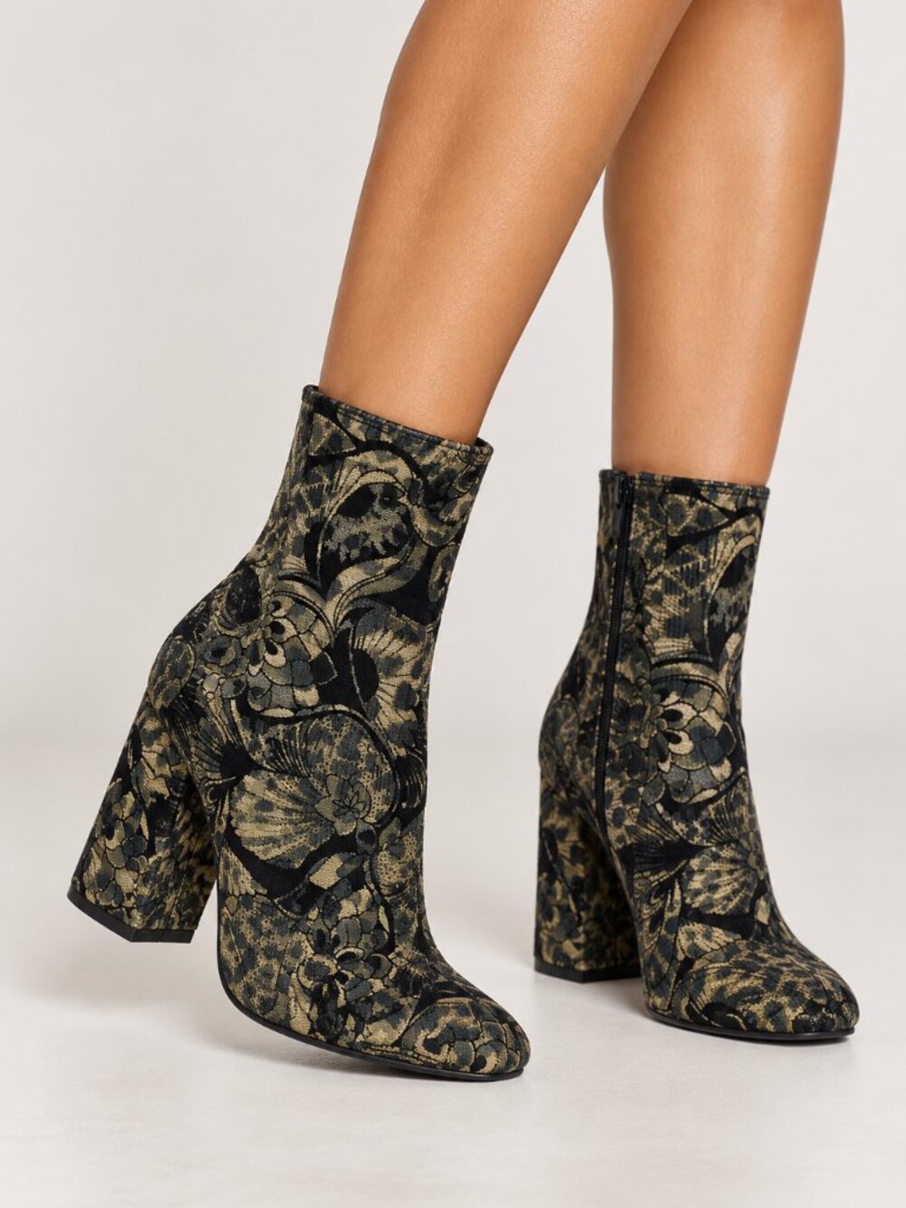 Ash Boots Flora Metallic Jacquard Ankle Boots Shoes Block Heel SZ 38 New
